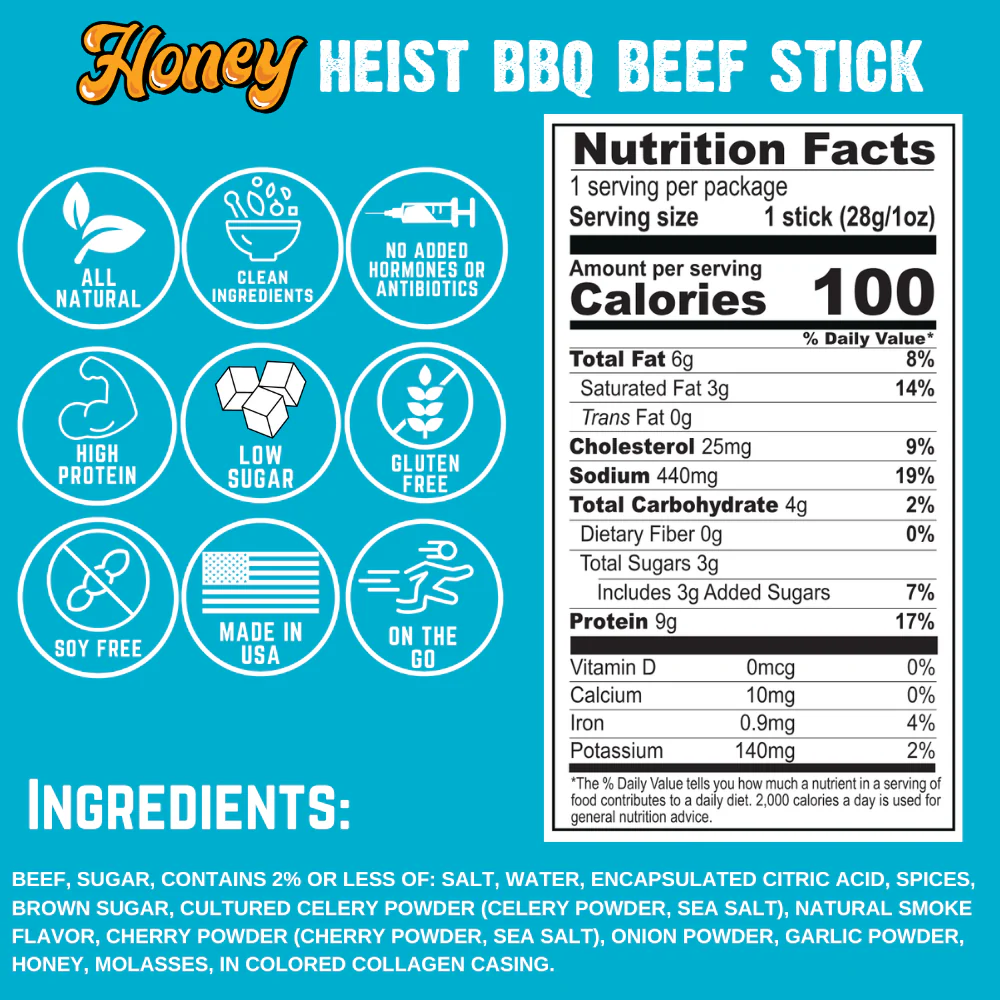 NEW Honey Heist BBQ Beef Stick  (1-Pack) - LIMIT 1 FREE STICK - Image 7