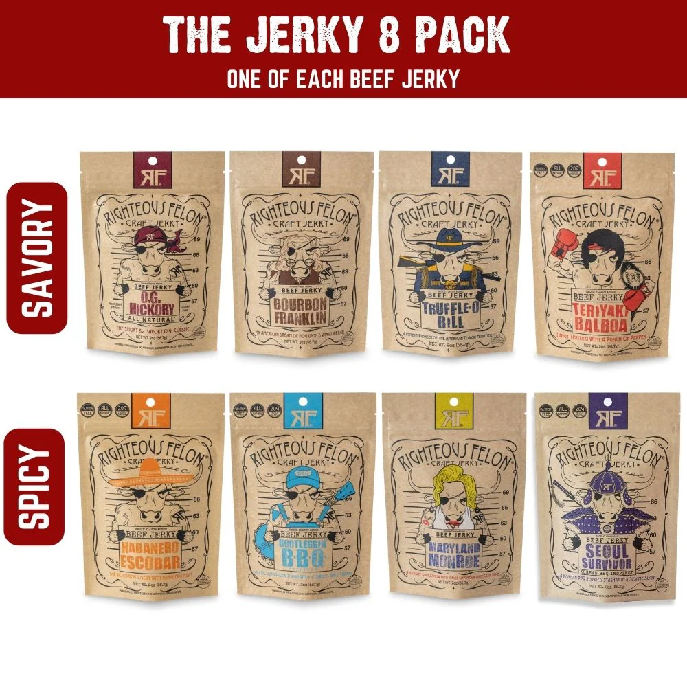 Righteous Felon Premium Beef Jerky Protein Pack | 8 Meat Snacks - Image 6