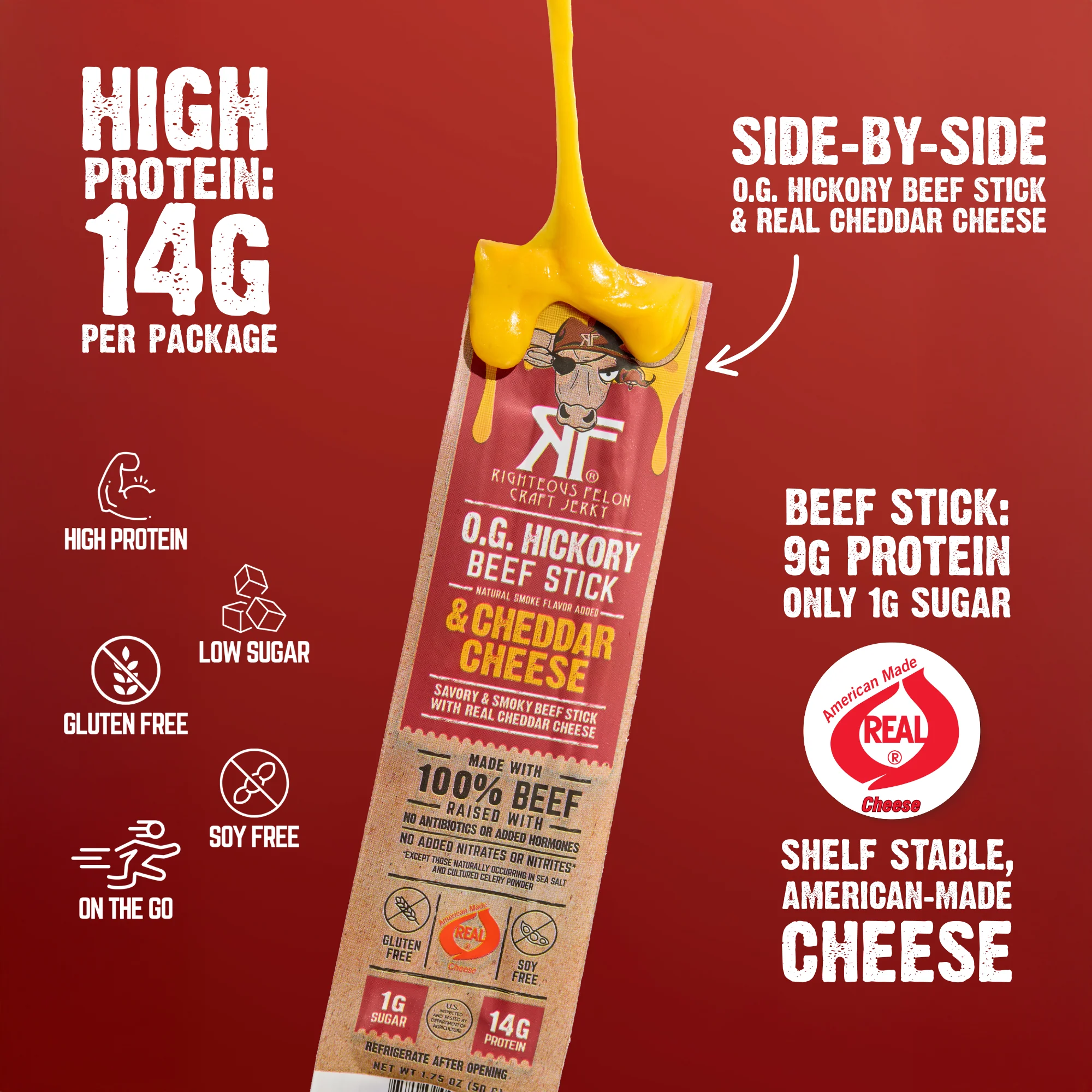 NEW Righteous Felon Beef & Cheese Sticks 3-Pack (1.75oz each) - Image 3