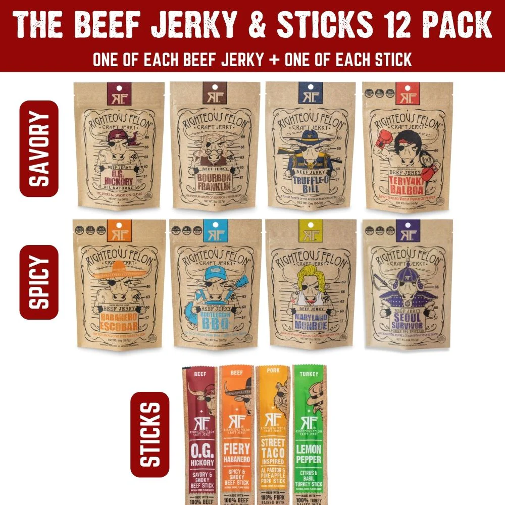 Righteous Sampler Beef Jerky & Meat Sticks (12-Pack) - Image 8